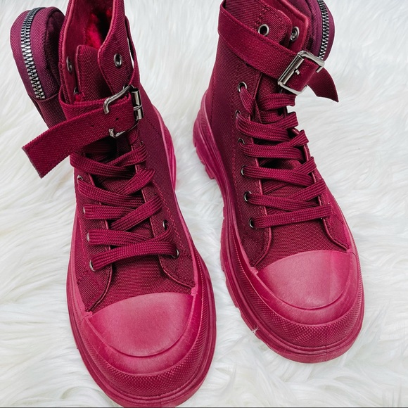 Burgundy pouch high top sneaker - Picture 4 of 9